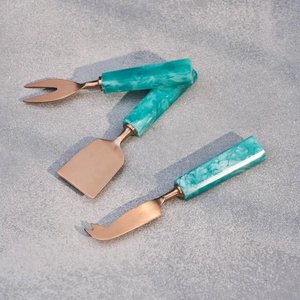 Juegos de queso dorado de Metal de diseño real con mango de mármol blanco para uso doméstico y hotelero, cuchillos de queso, juegos de esparcidor de mantequilla - Product Image 3