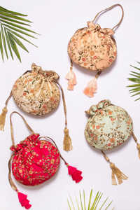 Bolsa Potli de Poliéster Ecológica Bordada para Bodas, Regalo de Boda Indio para Mujeres, Bolsas Potli para Fiestas de Matrimonio y Eventos - Product Image 3