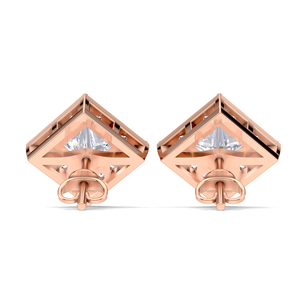 Pendientes de Diamante Cultivado en Laboratorio con Corte Princesa de 1.32CT, con Halo, en Oro Amarillo, Blanco y Rosa de 14K, Chapados en Rodio, con Marco Cuadrado Geométrico - Product Image 2