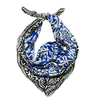 Pañuelos Cuadrados Hechos a Mano con Estampado de Bloques, 100% Algodón Orgánico, de la India, 53x53cm, Transpirables, con Diseño Floral, Casuales, Venta al Por Mayor