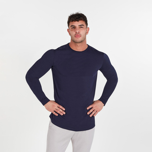 T-shirts pour hommes de coupe ajustée personnalisée avec une bonne qualité/T-shirt à manches longues pour hommes en gros - Product Image 1