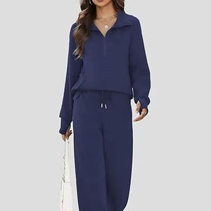Women's Casual Solid Sweat Suit Cozy Stretchy Regular Fit <b>Lounge</b> <b>Set</b> <b>Two</b> <b>Piece</b> - Product Image 1