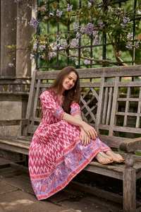 Handmade Yvonne Ikat Hand Loom <b>Dress</b> Calf Length <b>Bohemian</b> Ethical Fashion - Product Image 5