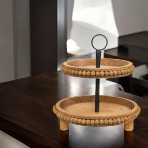 Présentoir à gâteaux en bois et en métal à 3 niveaux au design personnalisé pour l'hôtel Présentoir élégant de service de gâteaux et de biscuits - Product Image 4
