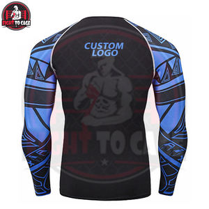 บริการ OEM เสื้อผ้าสำหรับต่อสู้คุณภาพสูง พิมพ์ลายตามสั่ง เสื้อรัดกล้ามเนื้อแขนยาวสำหรับผู้ชาย MMA ผลิตจากโพลีเอสเตอร์/สแปนเด็กซ์/ไนลอน 220 กรัม แห้งเร็ว - Product Image 3