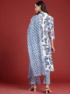 <b>Floral</b> Printed Kurta with <b>Trousers</b> & With Dupatta handmade Bulk product Customized <b>Women</b> Clothing - Product Image 6