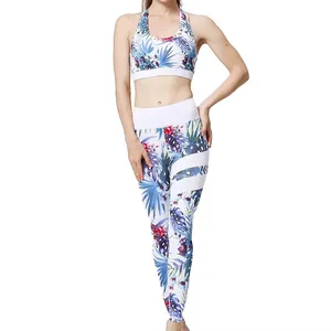 Breathable High Impact Sports Bra Gym Women Floral Print Yoga Leggings Sets 100% Womens Cotton sets from Pakistan