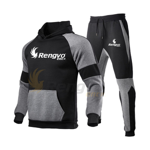 Conjunto de chándal informal de otoño e invierno de talla grande para hombre, pantalones con capucha, ropa deportiva de algodón/poliéster, chándal de gimnasio - Product Image 5