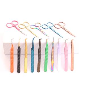 Pince à épiler d'extension de cils en acier inoxydable antistatique avec logo personnalisé Ciseaux de coupe Volume de fibre pointu disponible dans toutes les couleurs - Product Image 2