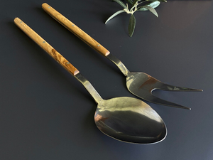 Ensemble de couverts en bois créatif couteau à dîner en acier inoxydable cuillère fourchette maison cuisine restaurant vaisselle décor d'événement de mariage - Product Image 2