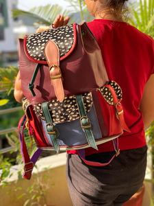 Sac à dos en cuir recyclé avec imprimé Animal, sac à dos en cuir pleine couleur - Product Image 6