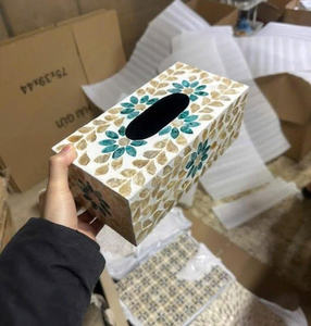 Mother of Pearl Inlaid <b>Tissue</b> <b>Box</b> Handmade Shell Inlay Home Decor Accessory - Product Image 2
