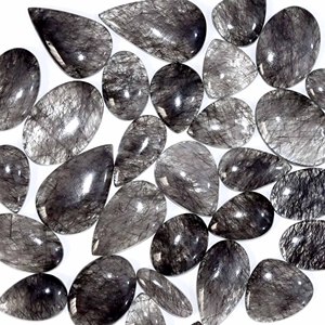 ธรรมชาติสีดํา Rutile ควอตซ์ผสมรูปร่างขัดอัญมณีหลวมขายส่งขนาดมม. Rutile สีดํา Cabochon สีดํา Rutile หินหลวม - Product Image 5