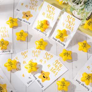Squeeze Star Stress Balls Mini Star Stress Relief Balles en mousse avec cartes de motivation Sacs Garçons Filles Cadeau Classe Party Favors - Product Image 4
