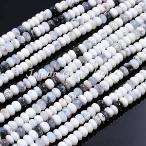 Venta caliente Natural dendrita ópalo liso Rondelle cuentas 8-10mm dendrita ópalo suelto venta al por mayor cuentas de piedras preciosas hebra para joyería - Product Image 4