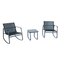 Ensemble de meubles de balcon et de patio en métal, trois pièces, canapé de loisirs, ensemble de chaises à bascule imperméables pour l'extérieur avec table basse en verre