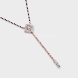 Stonewels Cube Diamond Mangalsutra Colgante Lindo Trendy Gold Black Beaded Modern Cube-Shaped Diamond Bodas Aniversarios - Product Image 1