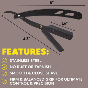 ANAAIF Kit de rasoir droit en acier inoxydable pour hommes avec étui en cuir en poudre pour l'épilation du corps et le barbier - Product Image 2