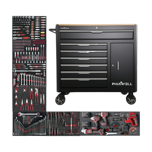 Chariot de rangement d'outils pour atelier PHIXWELL, nouveau, avec plateau <span class=keywords><strong>en</strong></span> <span class=keywords><strong>bois</strong></span>, <span class=keywords><strong>kit</strong></span> d'outils de réparation automobile - Product Image 2