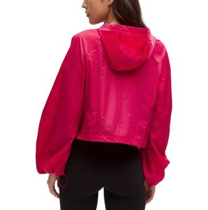 เสื้อแจ็คเก็ตวินด์เบรกเกอร์แบบมีฮู้ดสำหรับผู้หญิง ผ้าไนลอนพิมพ์ลาย สีพื้น สไตล์ฮิปฮอป สตรีทแวร์ ปกเสื้อพับได้ - Product Image 2