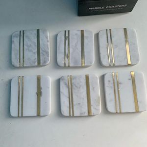 Wholesale Modern Luxury square Round Hexagon White Marble <b>Coasters</b> for Drinking <b>Glass</b> With Best Price - Product Image 2