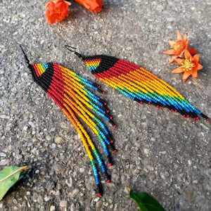 Colorful Bohemian Elegant <b>Tassel</b> <b>Earrings</b> Handmade Long Drop <b>Earrings</b> for Ladies Hot Sale Fashion Accessory - Product Image 3