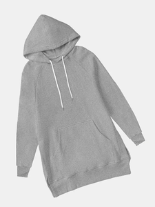 Soft Cotton Oversized Hooded Sweatshirts Drawstring Hood Wombat Pocket Split Hem Design Navy Charcoal Grey Winter Front Custom - Product Image 5