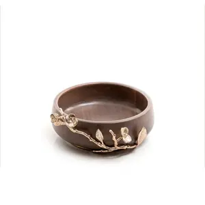 Utensilios de cocina para el hogar, cuenco para servir, cuenco de madera con acabado oscuro, cuenco para servir ensalada, pasta y sopa - Product Image 1