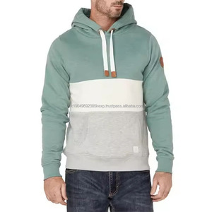Sweat-shirts pour hommes à prix de gros, patchwork et logo personnalisés, dentelle épaisse en corde, panneau vert menthe, blanc et gris, trois couleurs - Product Image 1