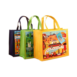 Bolsas de Compra de Polipropileno Tejido Laminado Impresas en Flexografía Reutilizables Personalizadas de Fábrica de Hanoi, Vietnam, con Diseño de Dibujos Animados para Supermercados - Product Image 1