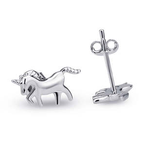 Orecchini a Perno Classici e Graziosi in Argento Sterling Placcato Oro con Unicorno, Perla e Diamante Incastonati, Ideali per Regalo o Anniversario - Product Image 2