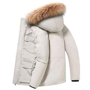 Chaqueta acolchada de invierno de poliéster personalizada para hombre, capucha desmontable de longitud larga con decoración de piel, Etiqueta Privada, triangulación de envíos - Product Image 5