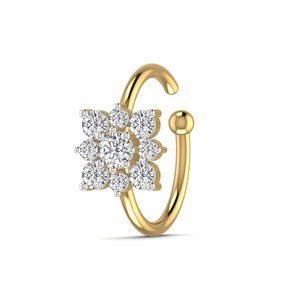 14kt katı gül altın ince göbek takısı kare şeklinde burun halkası kesim doğal elmas Trendy kadın günlük giyim nişan hediye - Product Image 1
