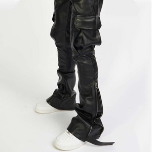 Pantalon en cuir artificiel avec logo personnalisé OEM et rivet style punk pantalon en cuir artificiel pour motocyclistes pantalon en cuir artificiel pour hommes - Product Image 5