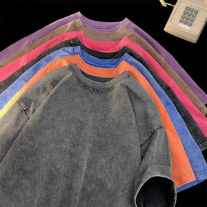 เสื้อยืดผู้ชายผ้าคอตตอนหวี 320 แกรม ดีไซน์จากโรงงานโดยตรง แขนสั้นทรงโอเวอร์ไซส์ ซักแล้ว น้ำหนักมาก - Product Image 1