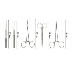 Kits chirurgicaux de 5 pièces de qualité supérieure avec poignée de scalpel couteau ciseaux pince à épiler ensembles d'outils avec étui en cuir - Product Image 5