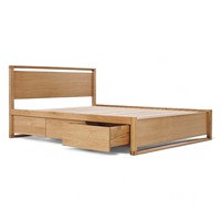 Lit d'eau en teck de style moderne du milieu du siècle, taille King & Queen, avec tiroirs de rangement pour la chambre à coucher