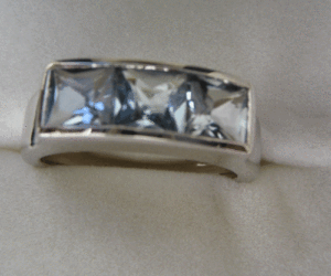 Anillo Cuadrado Romántico Hecho a Mano con Aguamarina y Diamante de Corte Esmeralda, Estilo Hip Hop, Joyería Fina - Product Image 1
