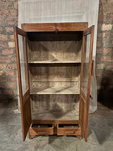 Armoire de cuisine en bois massif bleu élégante de taille moyenne, style moderne antique, luxe classique vintage - Product Image 4