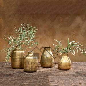 Juego de 2 Jarrones de Flores de Latón Antiguo para Decoración del Hogar, Metal de Alta Calidad, Hierro, Latón, Acabado Antiguo - Product Image 5