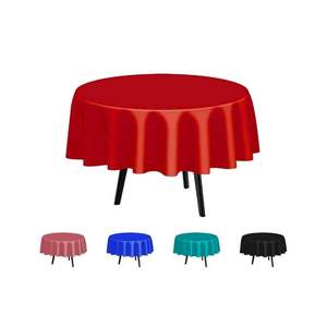 Produits de qualité Leos' Housse de table ronde moderne jetable imperméable en PE pour événements 84 pouces Convient aux tables de 72 pouces - Product Image 2