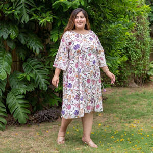 Boutique personalizada 2025 colección de verano elegante vestido de algodón de fiesta estampado Floral manga corta suelta hasta la rodilla vestido informal - Product Image 5