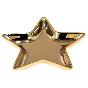 Plateau et plateau couleur or finition couleur laiton Design classique aluminium métal Designer plat en forme d'étoile - Product Image 1