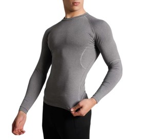 เสื้อรัดรูปแขนยาวผ้าโพลีเอสเตอร์สำหรับผู้ชายเสื้อออกกำลังกายรัดรูปแบบ100% ต่ำเสื้อรัดรูปผลิตเร็ว - Product Image 6