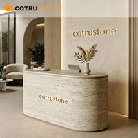 Comptoir de réception personnalisé en marbre travertin de luxe pour hôtel de luxe, boutique, salon, hall, mobilier de bureau