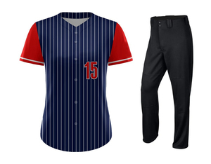Ensemble d'uniformes de baseball personnalisés imprimés, respirant, anti-humidité, maillot à col en V à manches courtes, short à taille élastique, kit d'équipe pour - Product Image 1