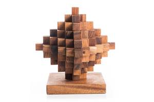 Cube de puzzle en bois de qualité supérieure, jeu de réflexion idéal pour les adultes et les enfants, défi mental et accessoire de bureau décoratif en provenance d'Inde - Product Image 3