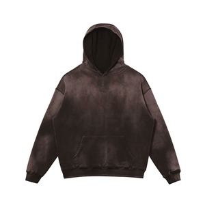 2024 nueva llegada Unisex de alta calidad 100% algodón invierno lavado ácido pulóver Sudadera con capucha diseño personalizado bolsillo sólido liso bordado - Product Image 5