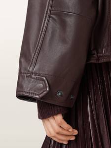 Chaqueta Utilitaria de Piel de Oveja Borgoña para Mujer, Chaqueta de Invierno Ecológica con Bolsillos Cargo Extra Grandes y Cuello Alto, Regalo - Product Image 5