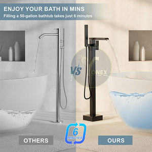 Accesorios de baño de pie para montaje en suelo, Relleno de bañera independiente de color sólido, En stock - Product Image 3